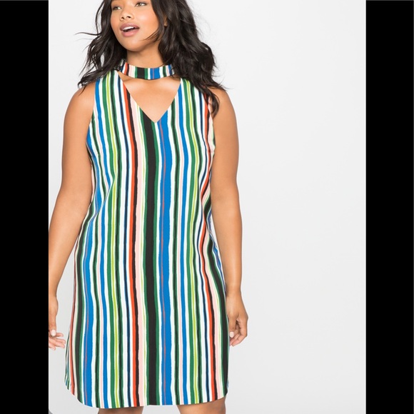 Eloquii Vertical Striped Cut Out Dress - Picture 2 of 10